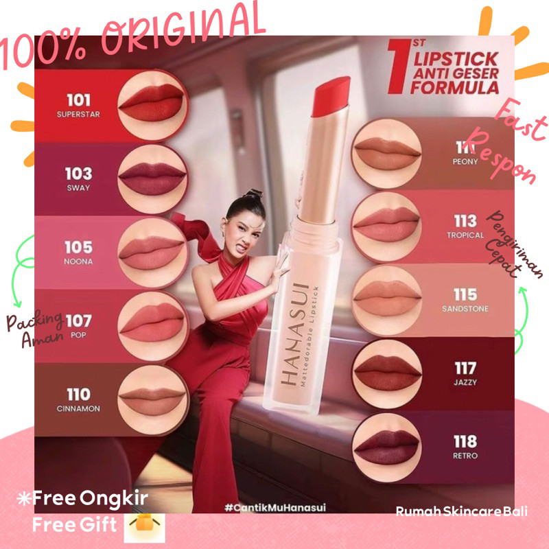 Hanasui Mattedorable Lipstick - Smudgeproof Transferproof