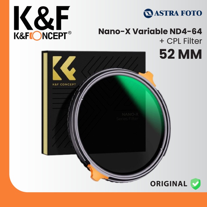 KNF Concept 52mm Filter Nano-X Variable ND4-64 + CPL K&F Filter Lensa