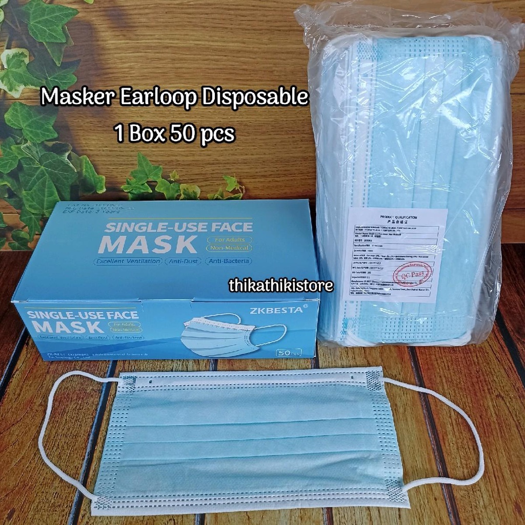 Masker earloop 50 pcs 3 ply
