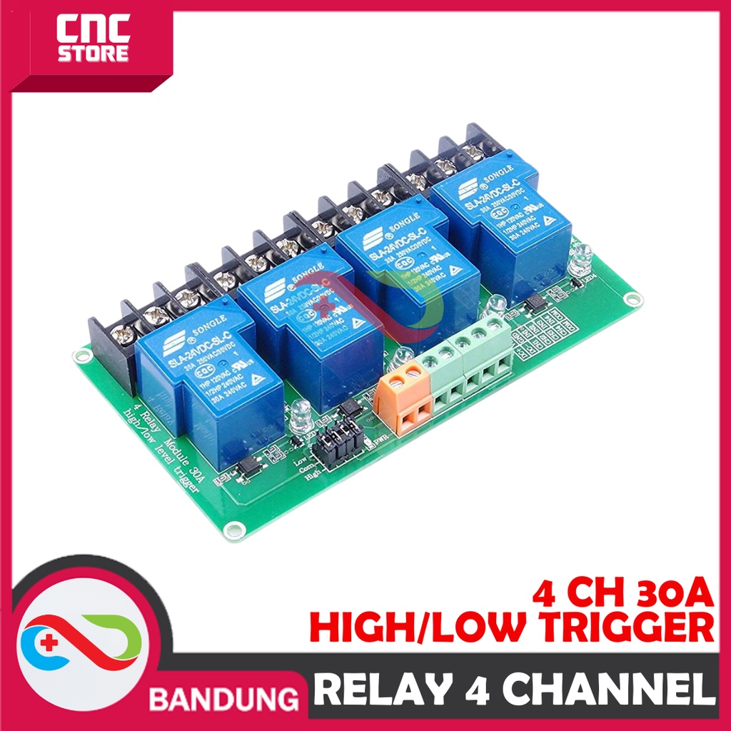 RELAY MODULE 5V 4 CHANNEL 4CH 30A OPTOCOUPLER ISOLATION