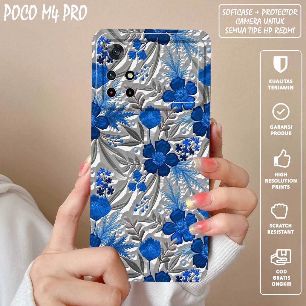 SOFTCASE PRO CAMERA GAMBAR MOTIF BUNGA TERBARU FOR POCO M4 PRO - COD