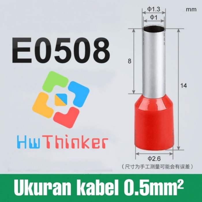 MH27 Skun Kabel Tusuk Ferrules E0308 E0508 E1008 E1508 E2508 E7508 Ferules - E0508, Biru