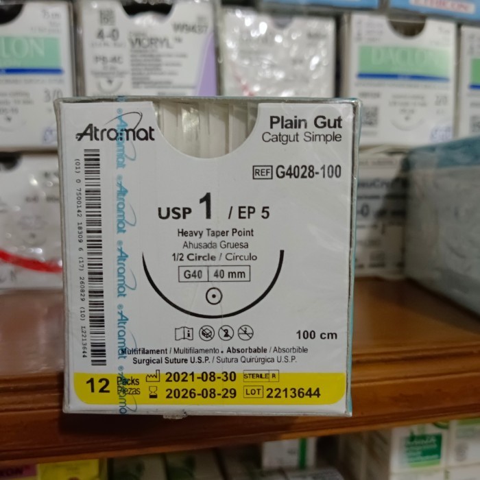 Atramat Plain 1 heavy taperpoint ( Plain Gut absorbable)