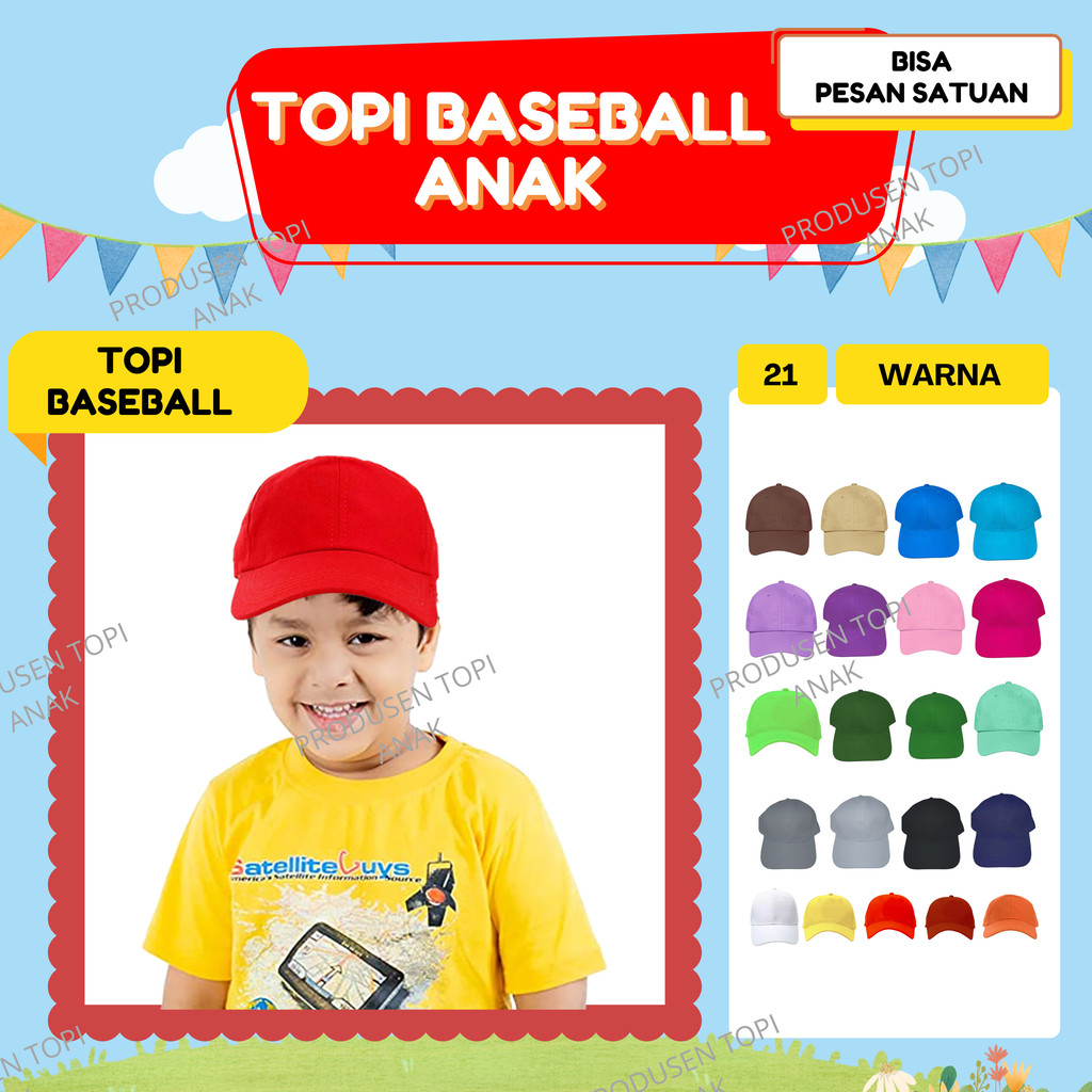 Topi Baseball Polos Size Anak