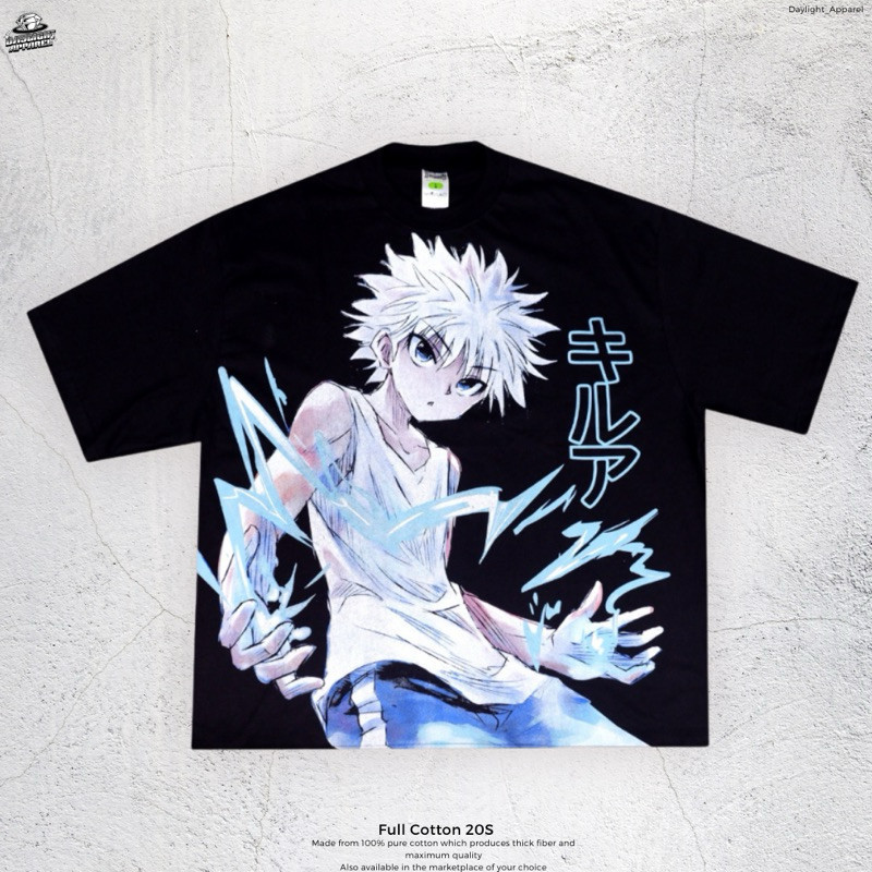 T-Shirt KILLUA Hunter X Hunter - Oversized Boxy Model Black Solid