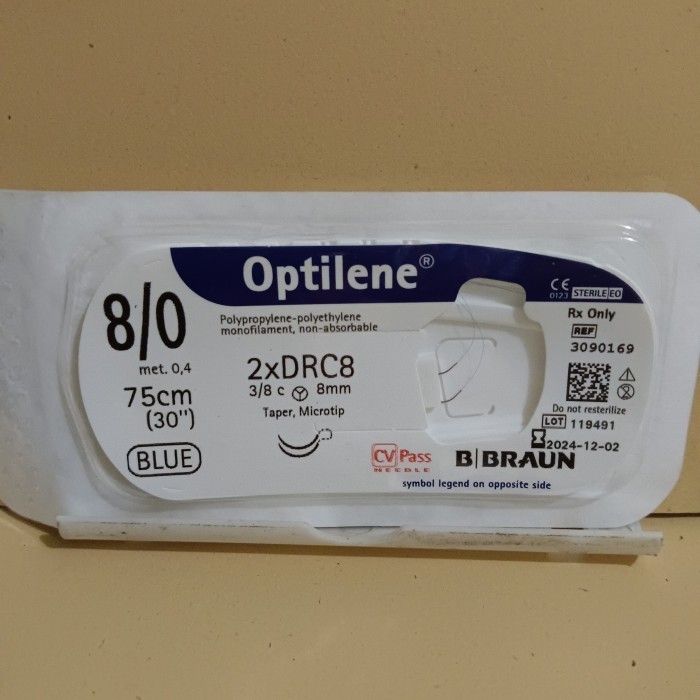 Optilene 8/0 2xDRC8 ( Polypropylene polyethylene non absorbable)