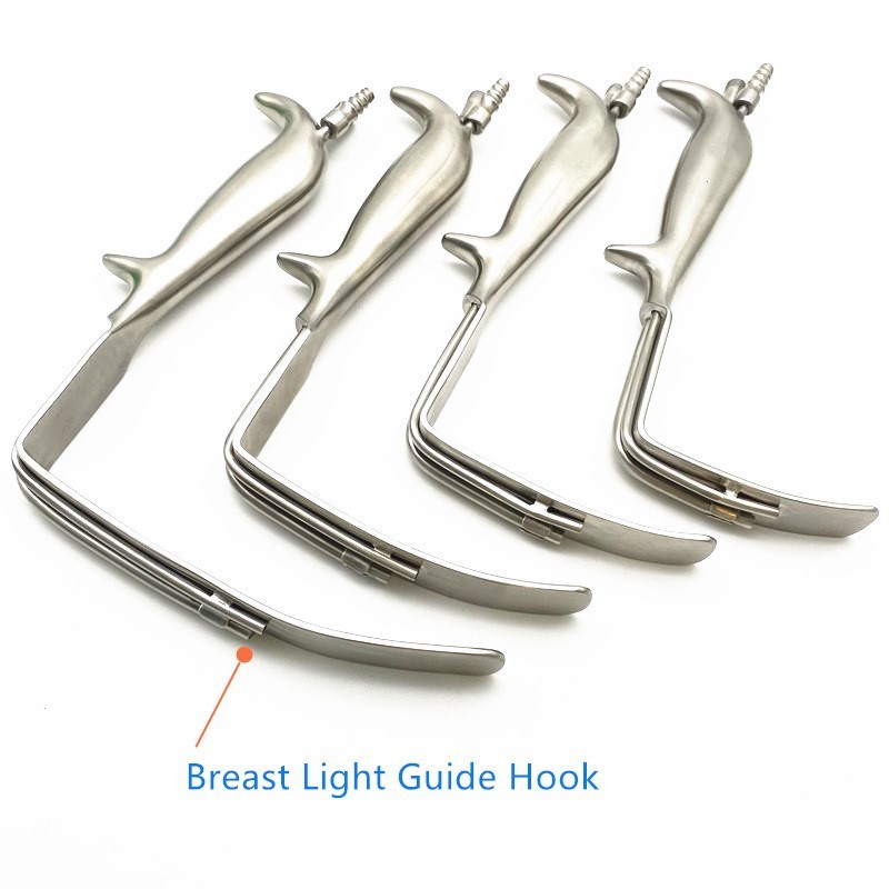 Breast Retractor with Light Guide Hook L Shape Nasal Hook Wrinkle Removal Hook LED Light Source Plastic Surgery Instruments