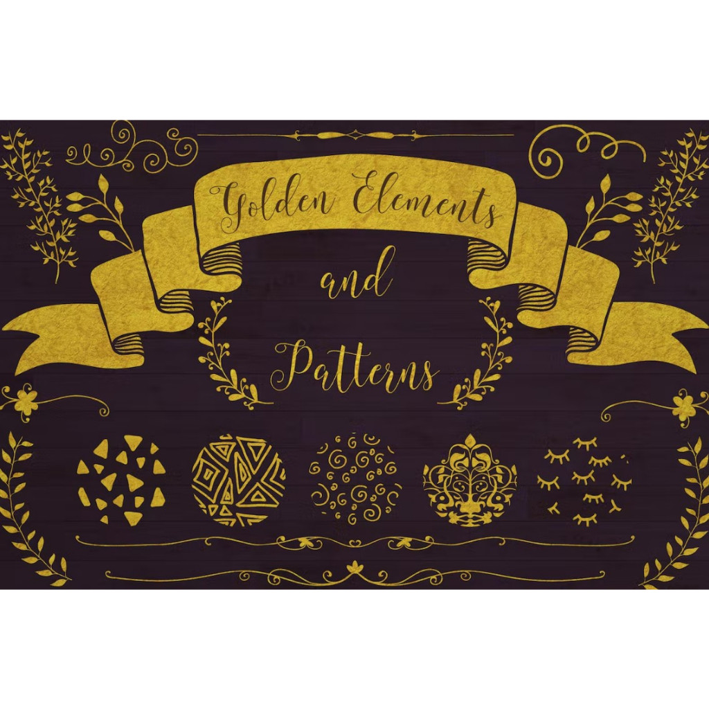 Adobe Photoshop | Golden Elements + 20 Patterns
