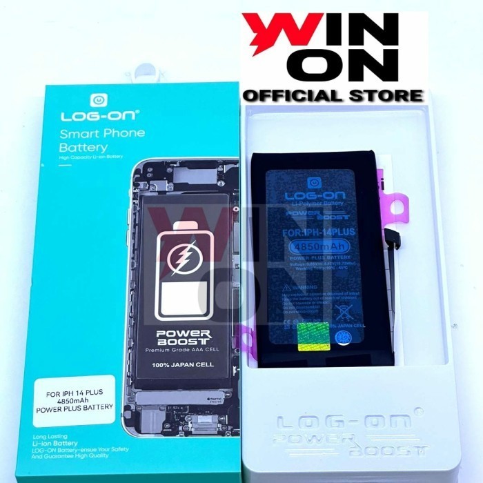 WIN ON - BATERAI IPHONE 14 PLUS - IPHONE 14 PLUS DOUBLE POWER BOOST LOG ON