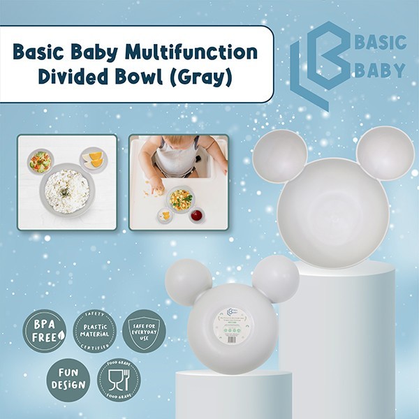 Basic Baby Multifunction Divided Bowl - Grey