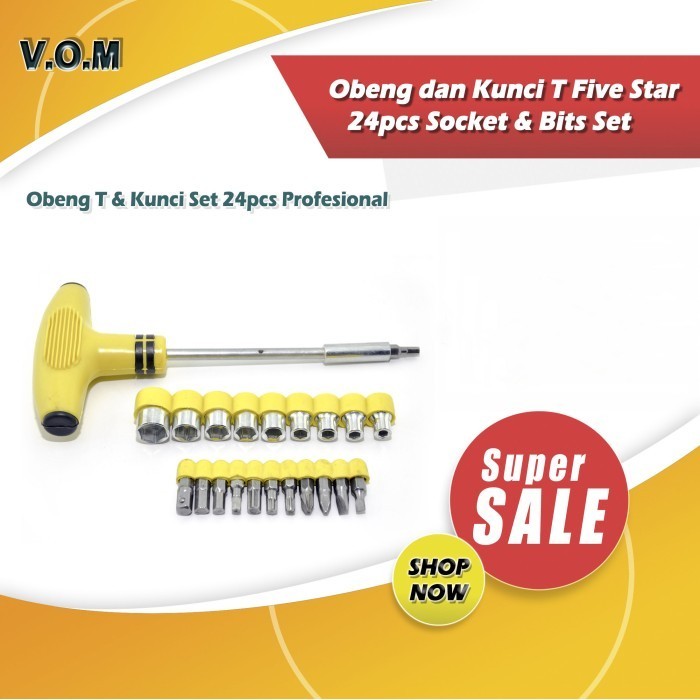 Obeng dan Kunci T Five Star 24pcs Socket & Bits Set