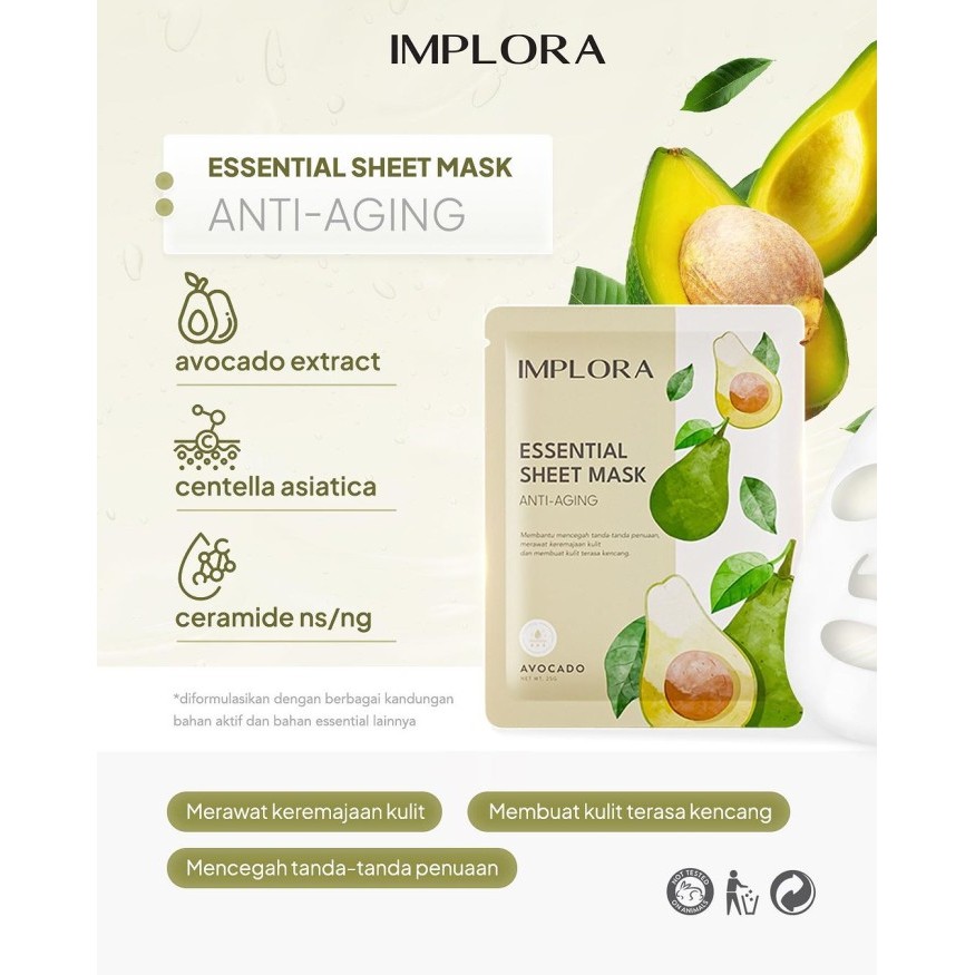 Implora Essential Sheet Mask - Avocado