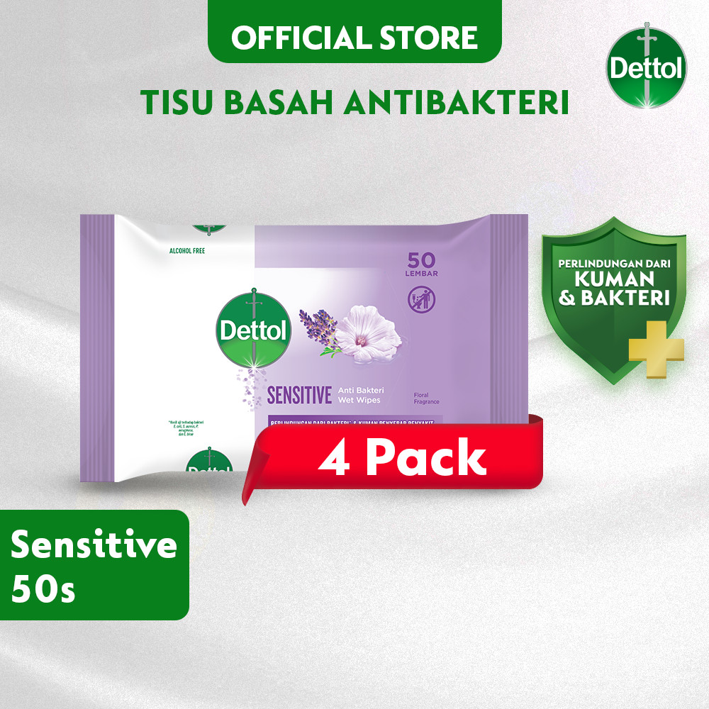 Dettol Wipes Sensitive 50's (4 Pcs)