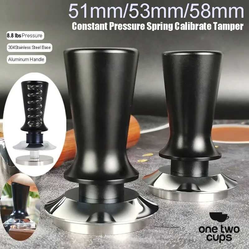 One Two Cups Tamper Kopi Espresso Flat Base Spring Loaded - FEN59