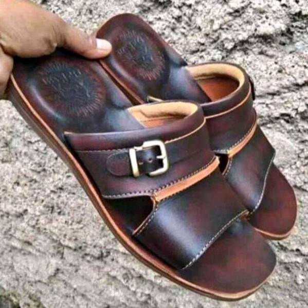 sendal kulit pria original slop terompah
