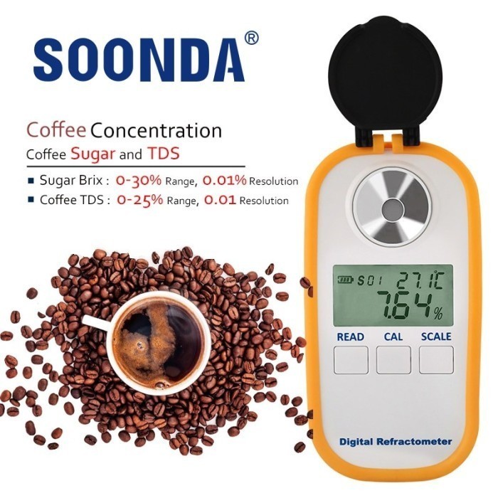 2-in-1 Auto Refractometer For Coffee Hydrometer Brix TDS Concentration
