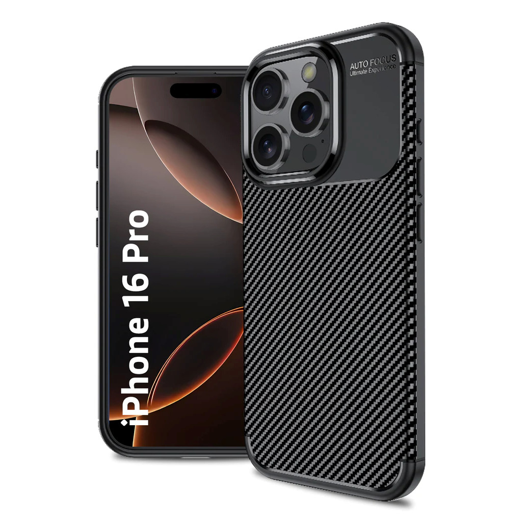 CASE IPHONE 16 PRO CARBON FIBER PATTERN AUTOFOCUS SLIM FIT SHOCKPROOF - SINGLE