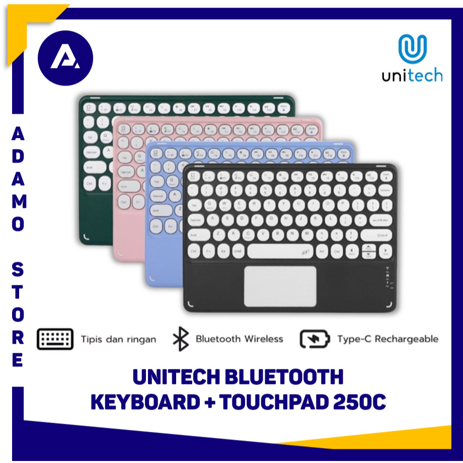 Unitech Keyboard Bluetooth + Touchpad 250C Wireless Rechargeable
