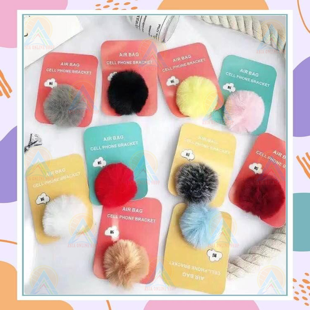 POP SOCKET WARNA 3D POMPOM POP SOCKET BULU / POPSOCKET AKSESORIS HP MURAH