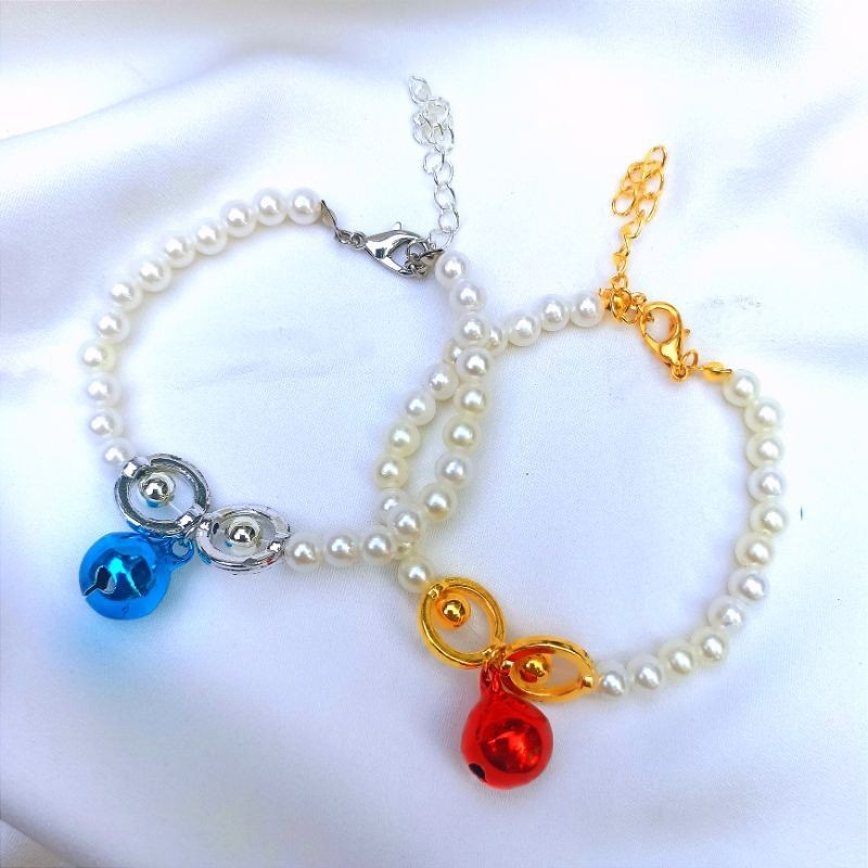 Kalung kucing manik mutiara adjustable