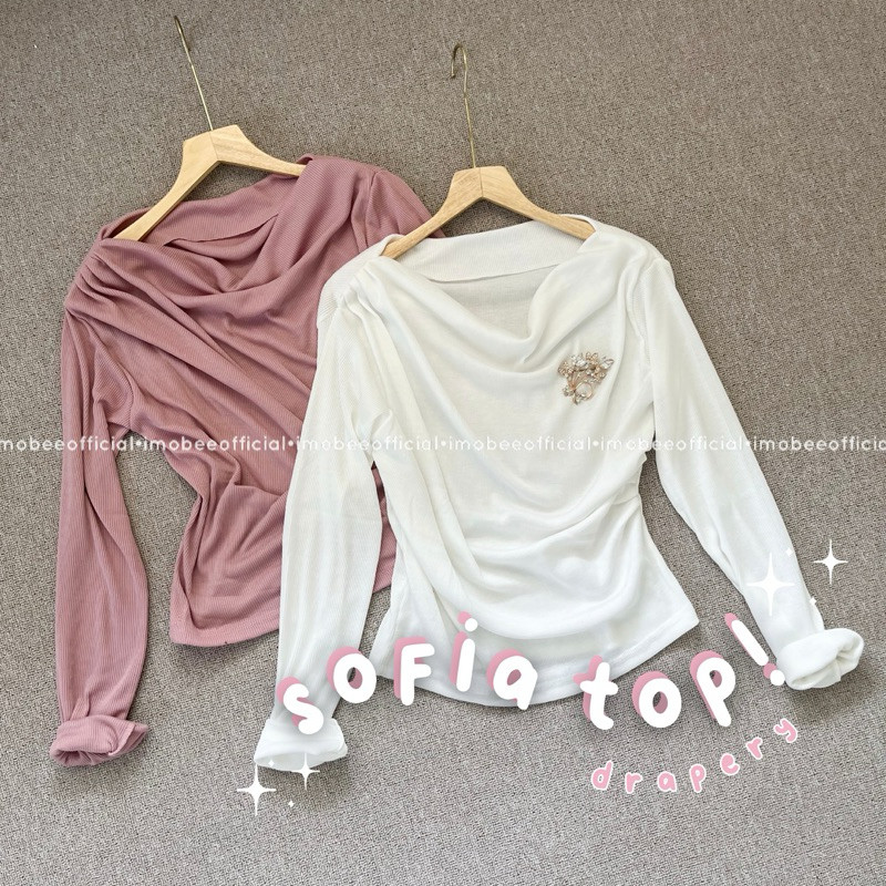 Sofia Drappery Top Blouse Atasan Knit April Layer Basic Polos Simple Wanita