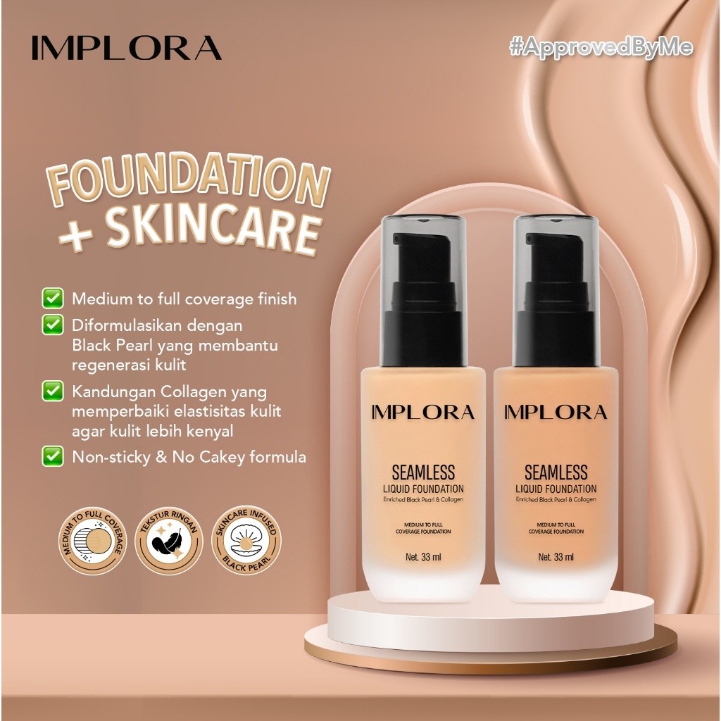 IMPLORA Seamless Liquid Foundation 33mL ️BPOM || Foundation Implora Besar