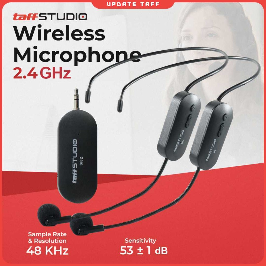TaffSTUDIO Wireless Microphone 2.4G Headset 2 PCS with Receiver - SI02