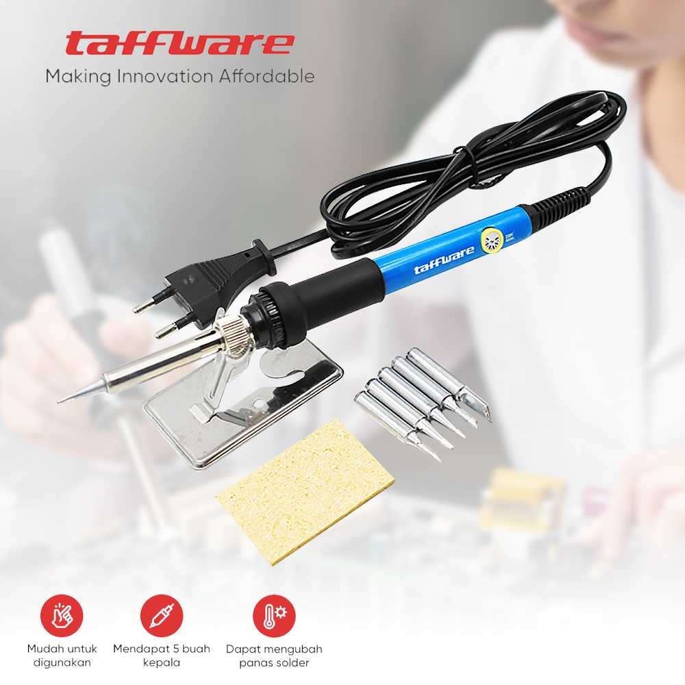 Taffware Solder Adjustable Temperature Fast Heating 60W with 5 Tips - CS-31