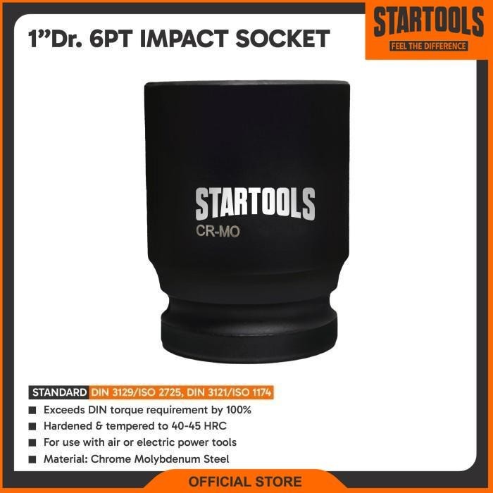 Startools 1" 6PT Impact Socket 1.7/16” Inchi / Socket Heavy Duty Hitam