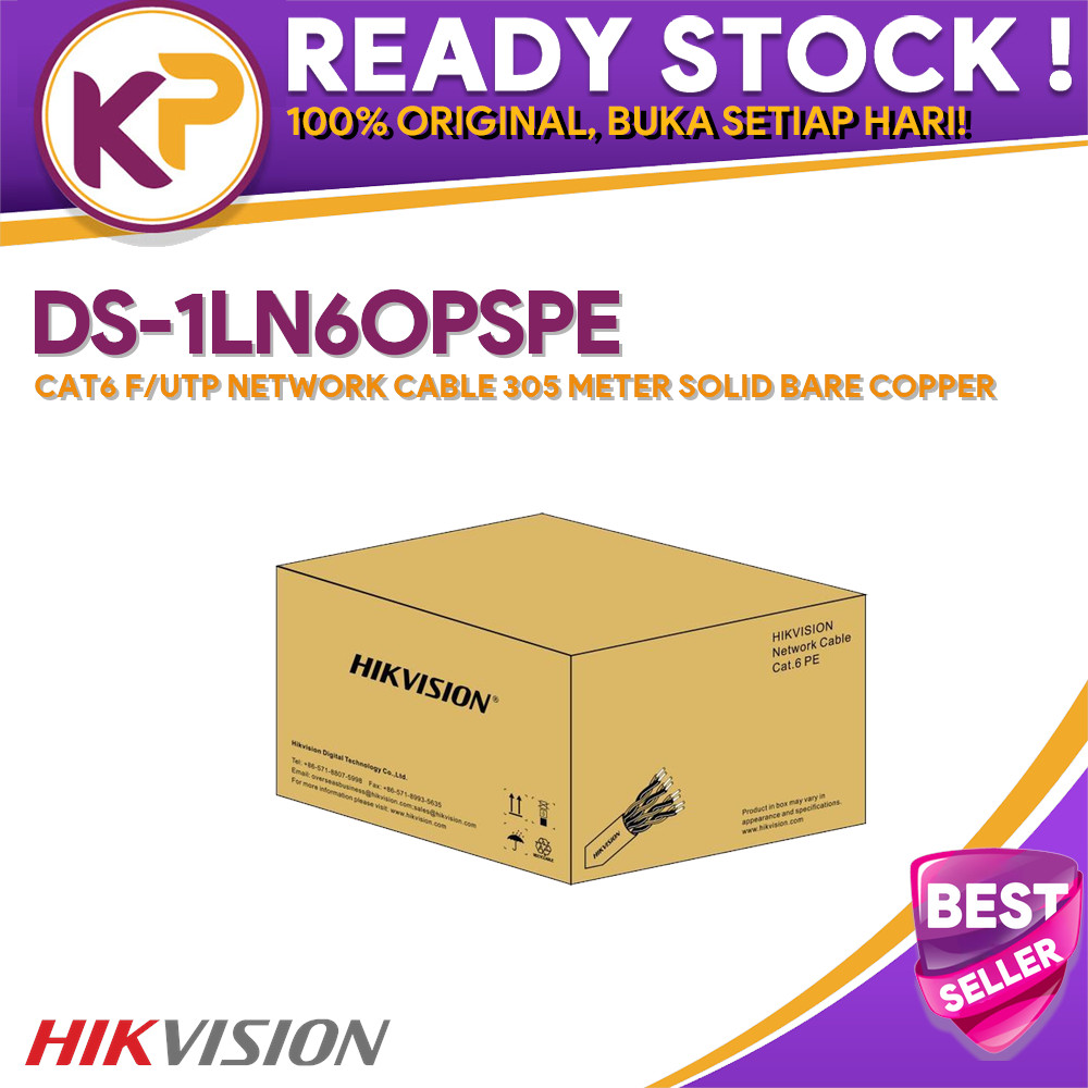 HIKVISION DS-1LN6OPSPE CAT6 F/UTP NETWORK CABLE 305 METER SOLID BARE COPPER