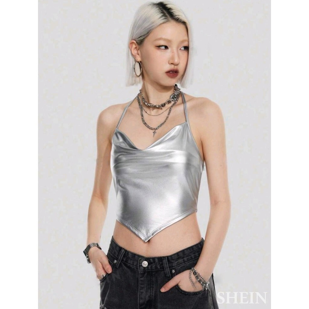 Coolane Silver Halter Neck Women's Top