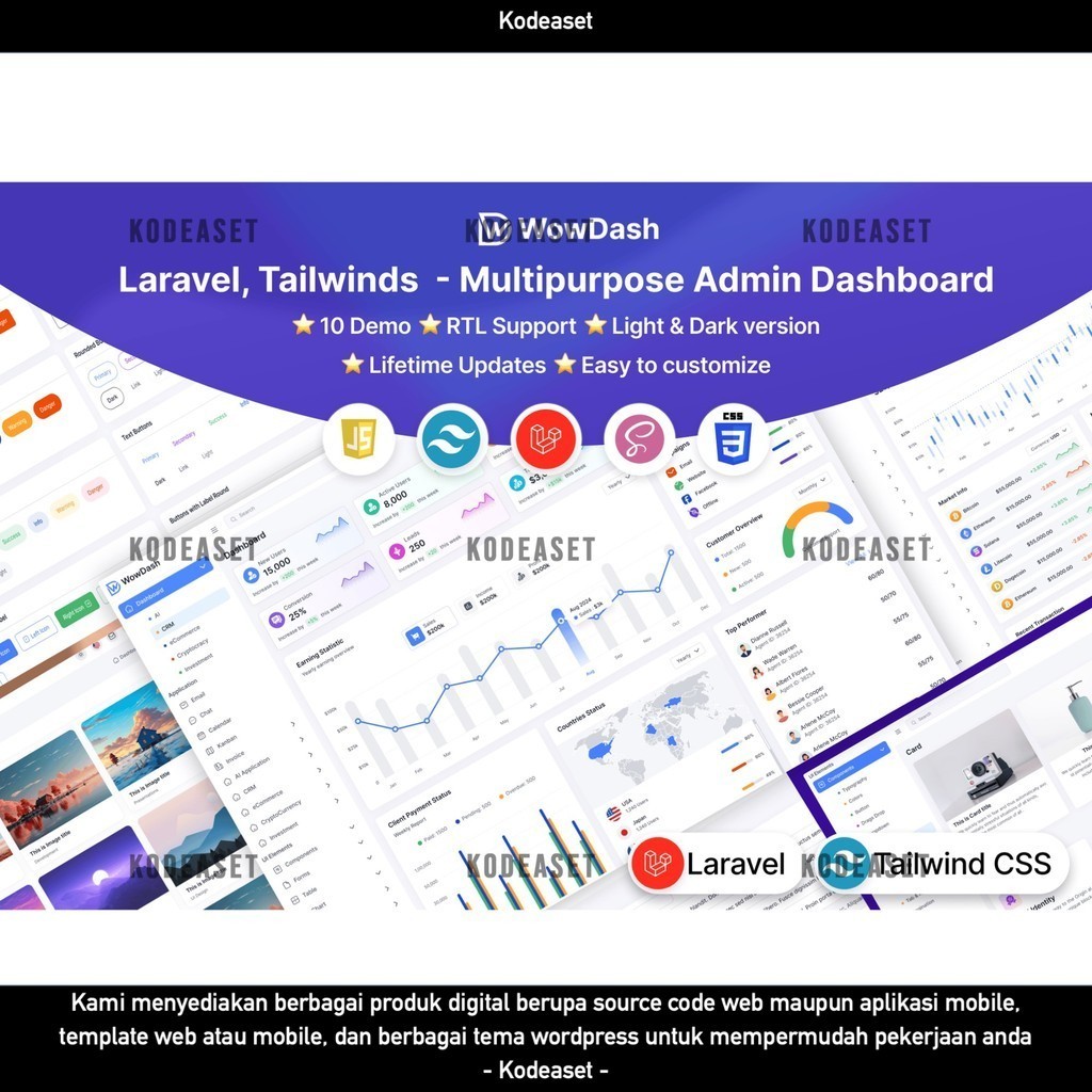 WEB TEMPLATE WOWDASH - LARAVEL TAILWINDS - MULTIPURPOSE ADMIN D2094 KODEASET