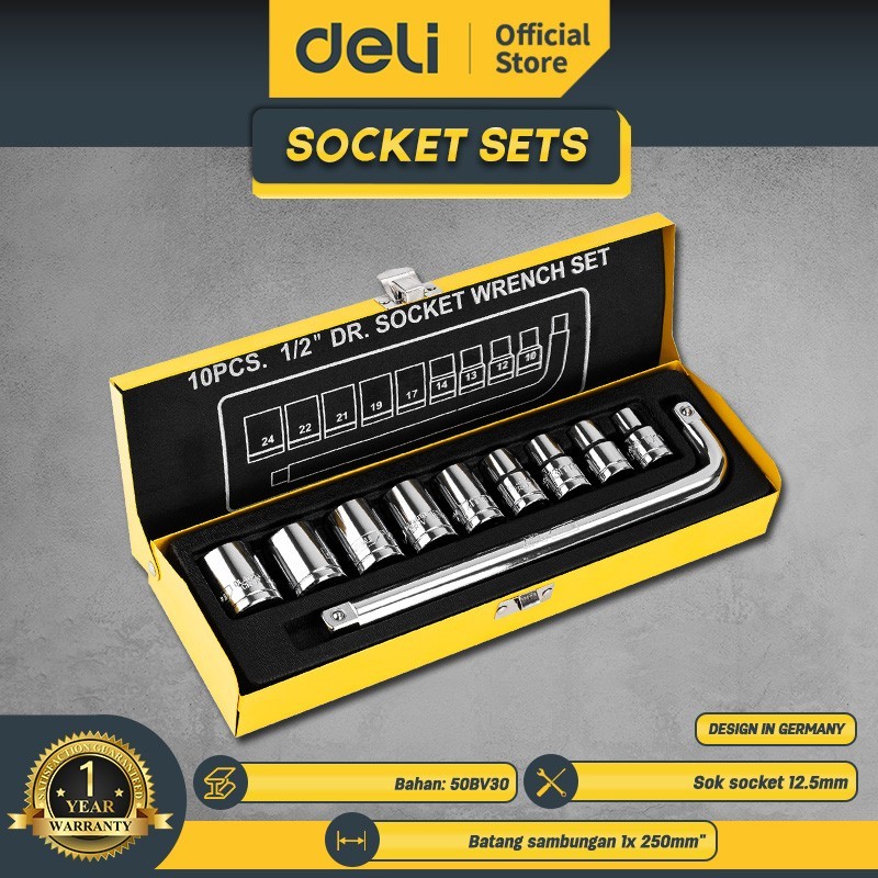 DELI TOOLS EDL2024T 1/2" 24pcs Socket Set