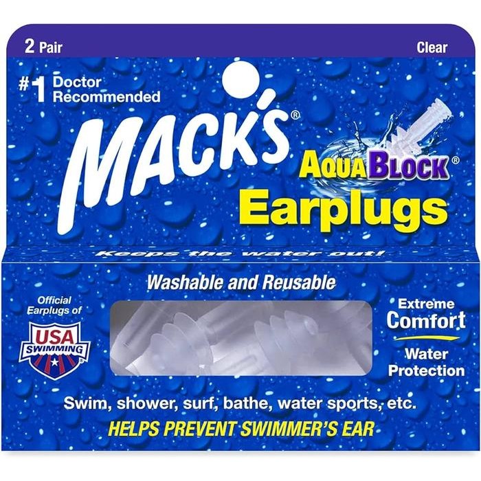 Mack's AquaBlock Swimming Earplugs - Clear