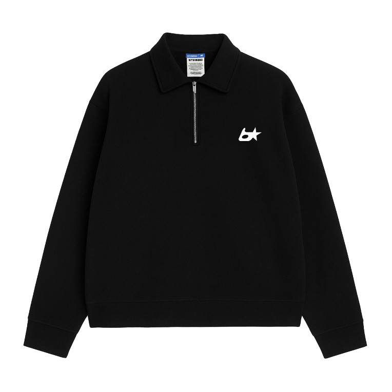 Bitsnbobs Sweater Halfzip Asta Black Half Zipper