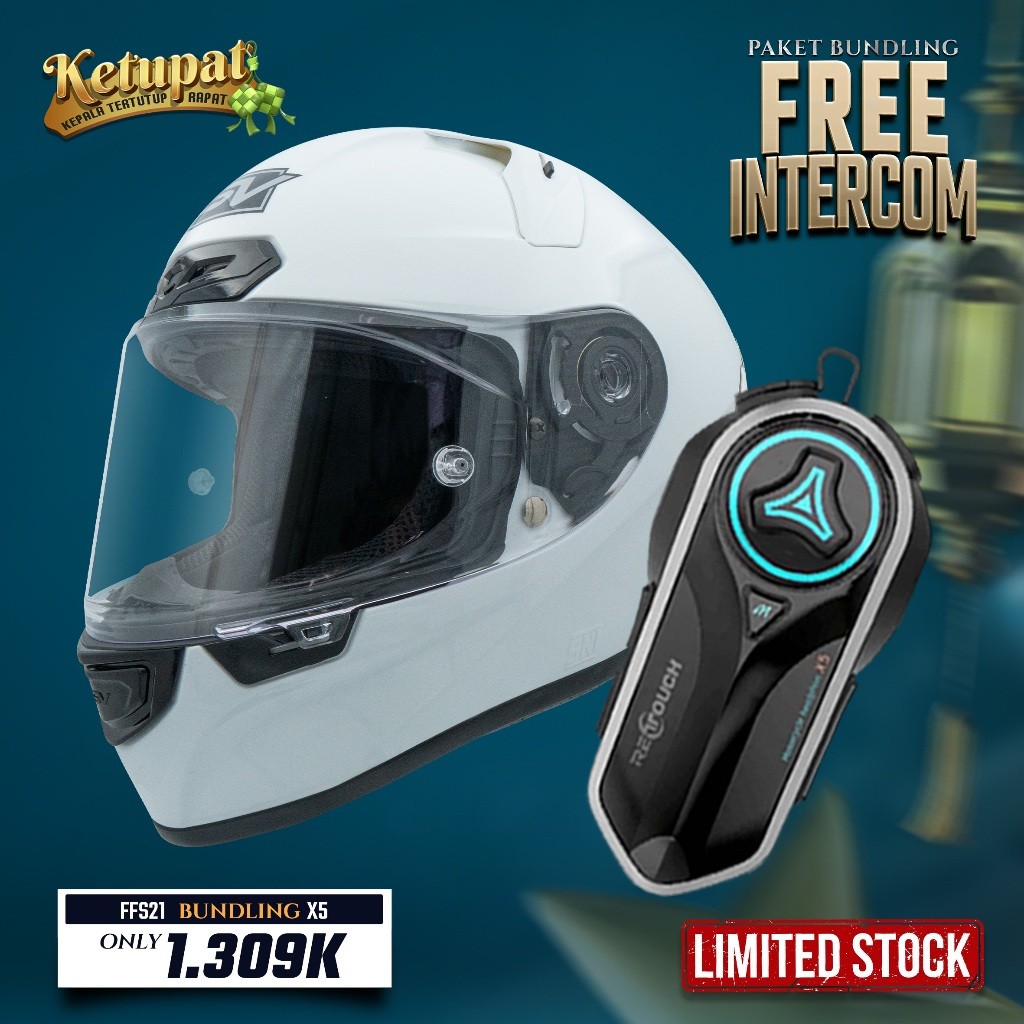 Helm Full Face RSV FFS21 All Motif / Solid free INTERCOM X5 Retouch