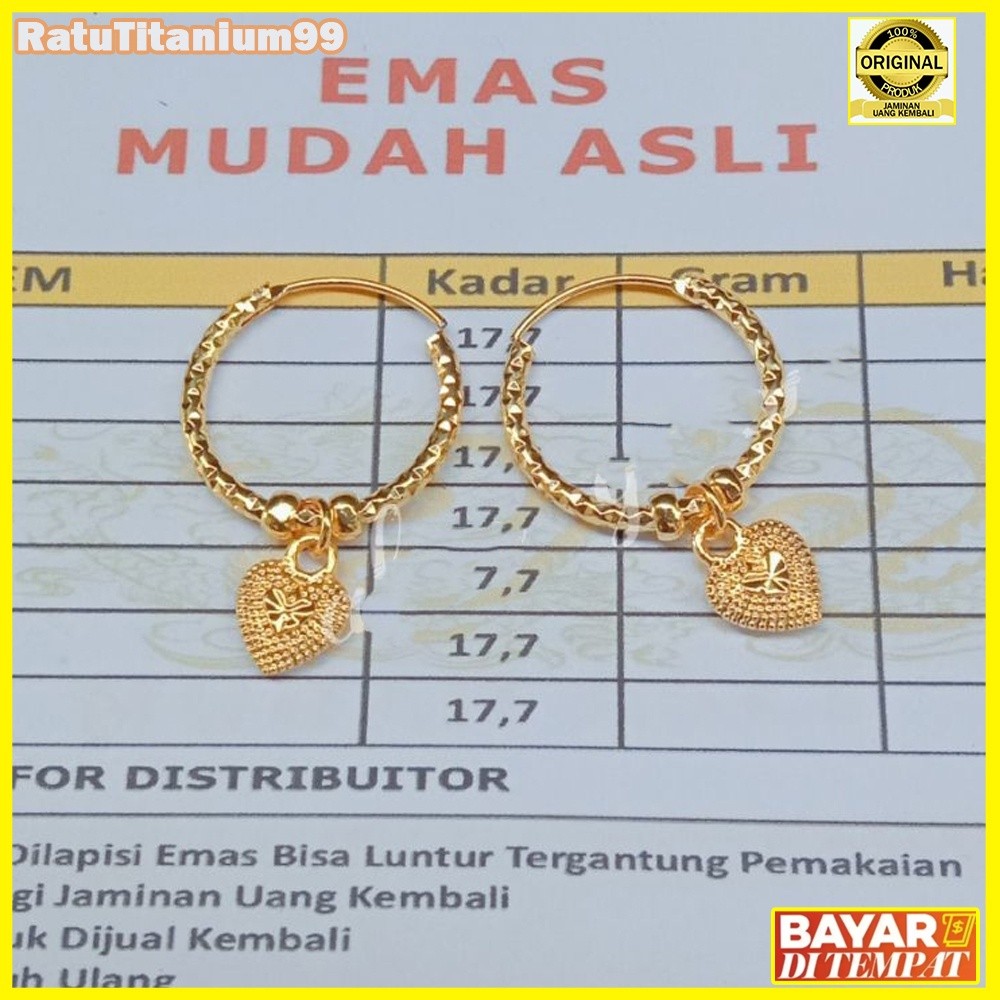 anting love emas free motif terbaru COD