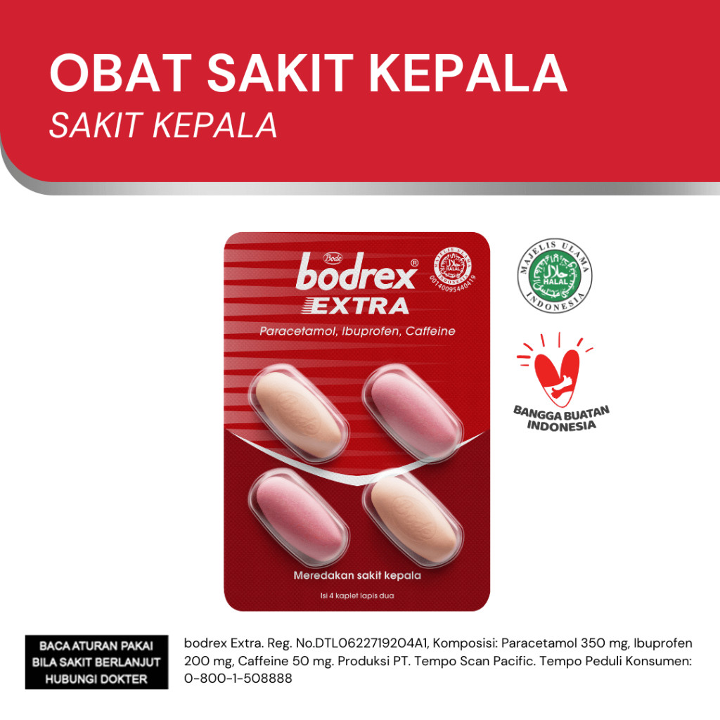 ( 2 LEMBAR ) Bodrex Extra  4 Tablet / Kazu Mart 2