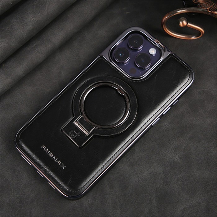 IPHONE 14 PRO Magsafe stand Leather Back Case Cover kulit Soft case