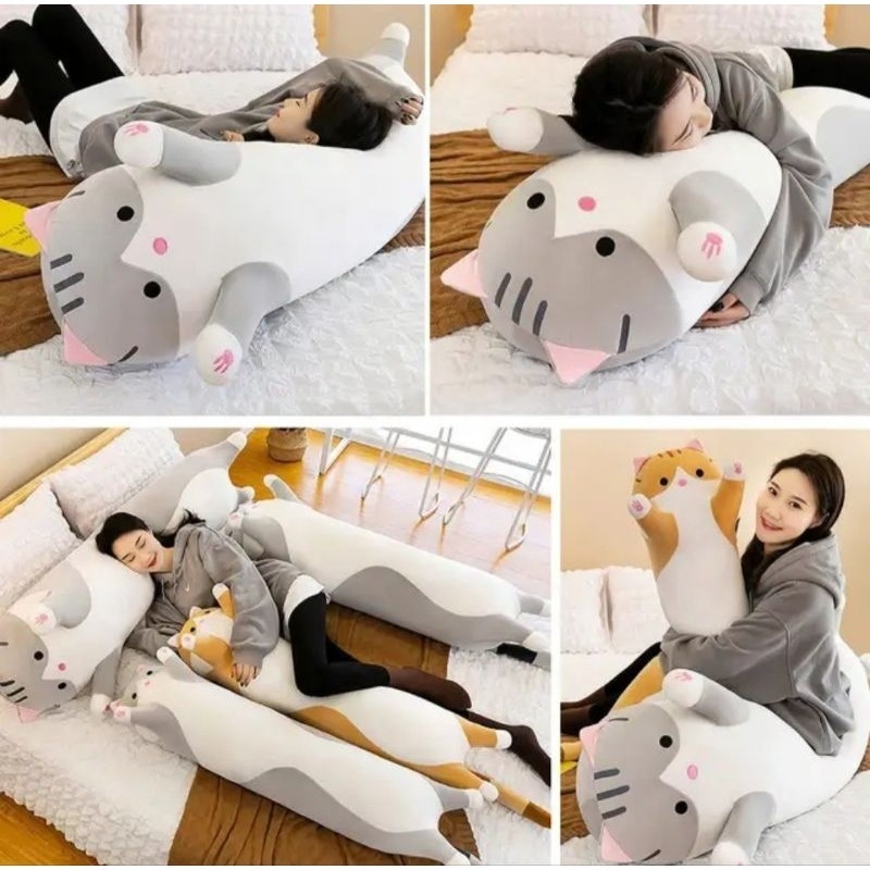 Boneka Guling Kucing berdiri UK 80cm