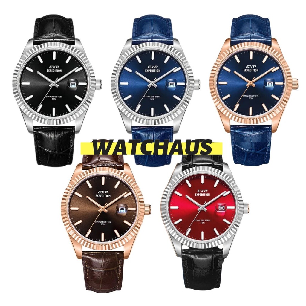 JAM TANGAN PRIA EXPEDITION E6865 E 6865 MDL ANALOG LEATHER STRAP