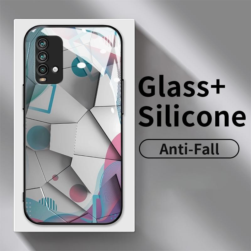 Hard Case Kaca Kaca For Redmi Note 9 Note 9 Pro 4G Note 9 Pro Max Note 9S Note 8 Note 8 2021 Note 8 Pro Note 7 Pro Note 7 Note 7S Note 4 Note 4X Case Keren Geometric Technology Silicon Casing Hp