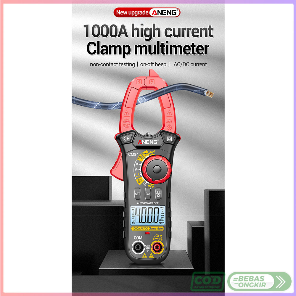 ANENG Clamp Meter Digital Multimeter Multitester LCD Flashlight 1000A - CM84