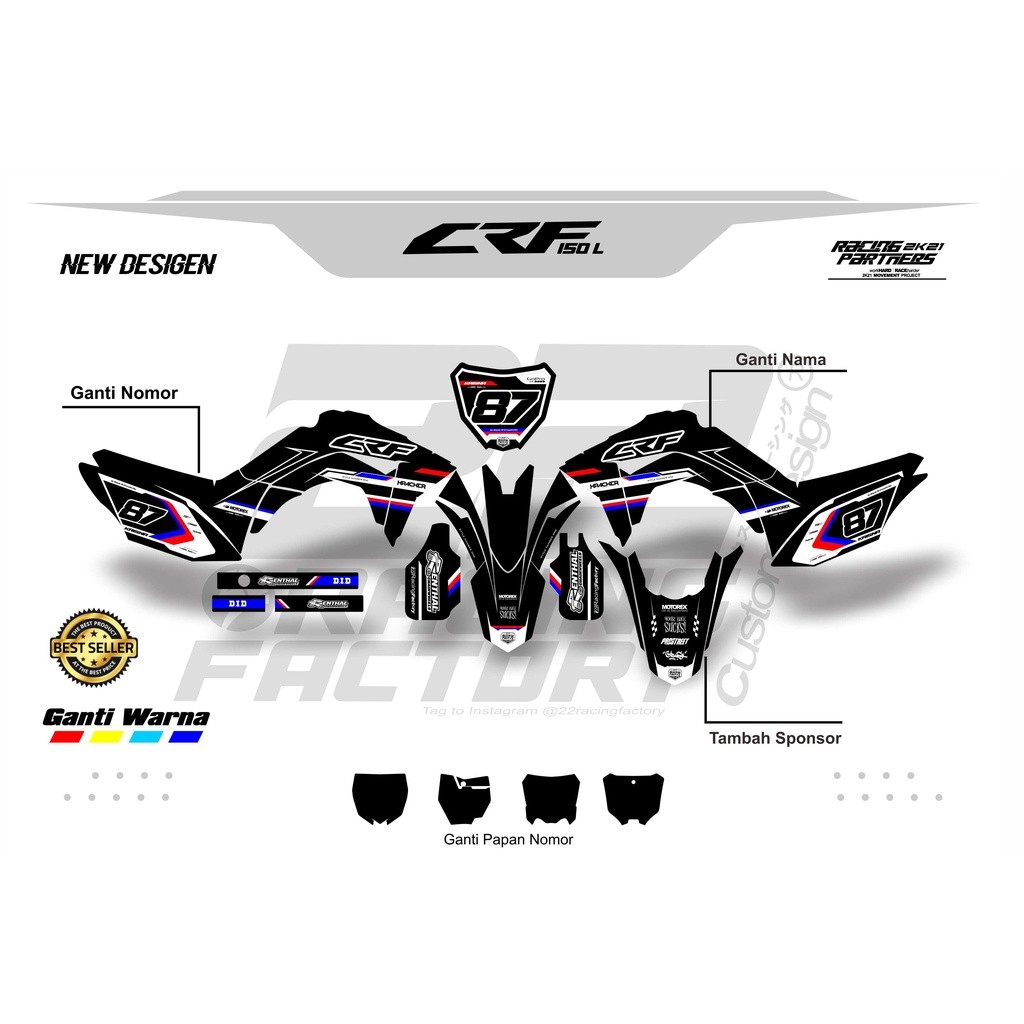 DECAL CRF HITAM FULLBODYCUSTOM