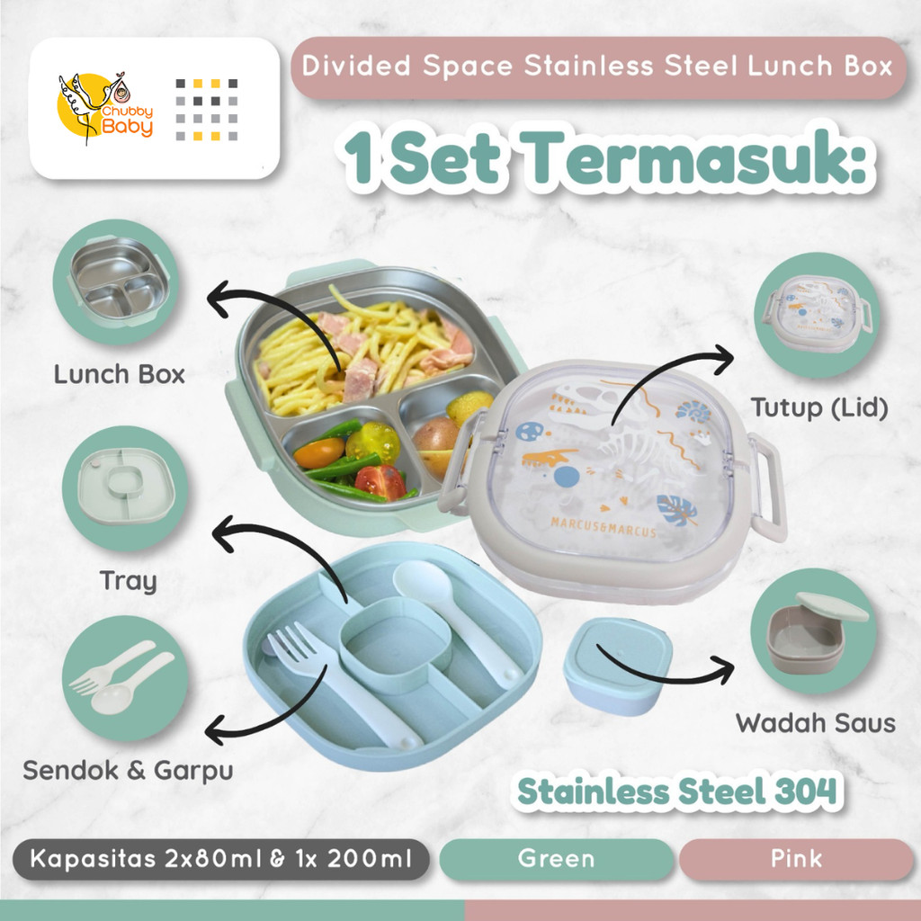 Marcus & Marcus Divided Space Stainless Steel Lunch Box