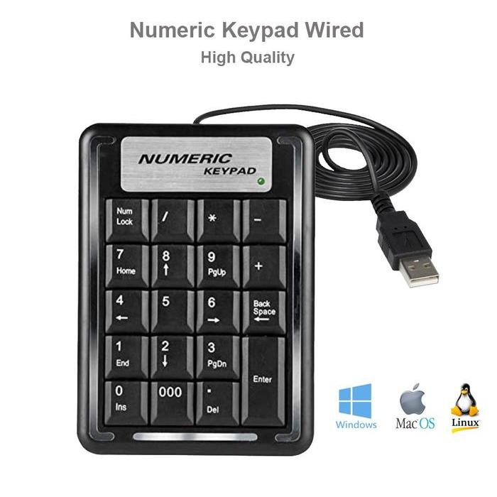 Keyboard Numeric numlock - Numeric Keypad Cable USB 19 Keys