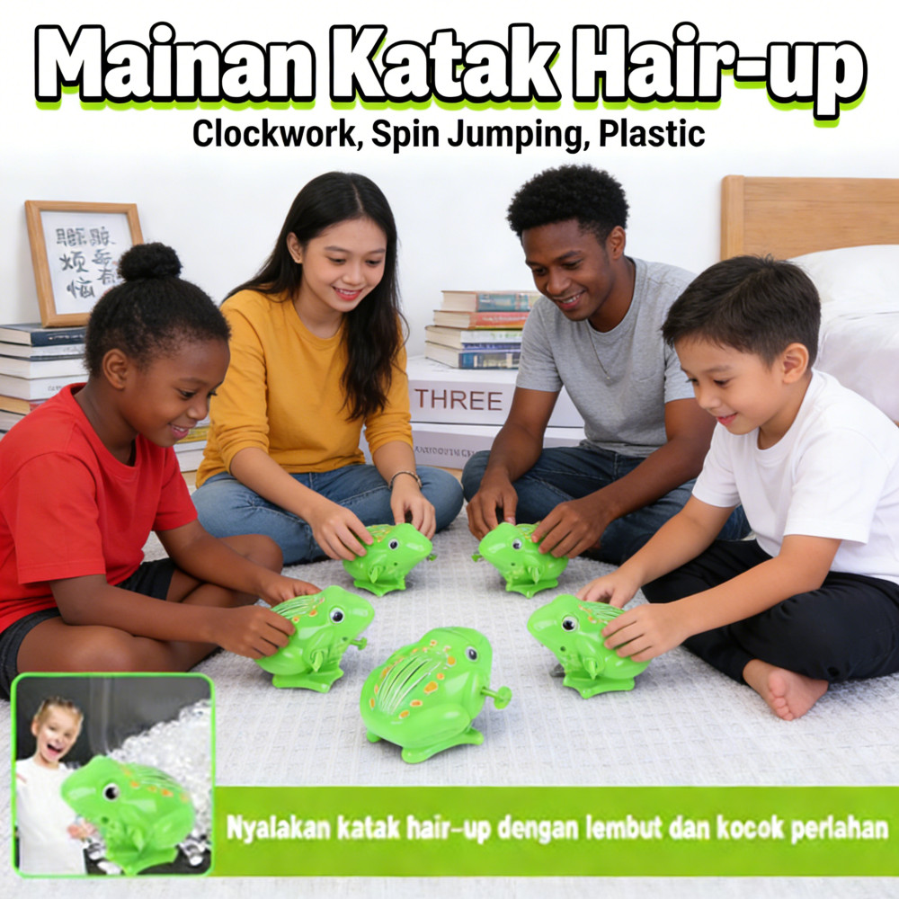 Lucu Katak Lompat Spin Plastik Mainan