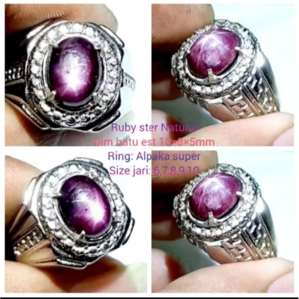 Cincin batu Ruby ster tajem dim10