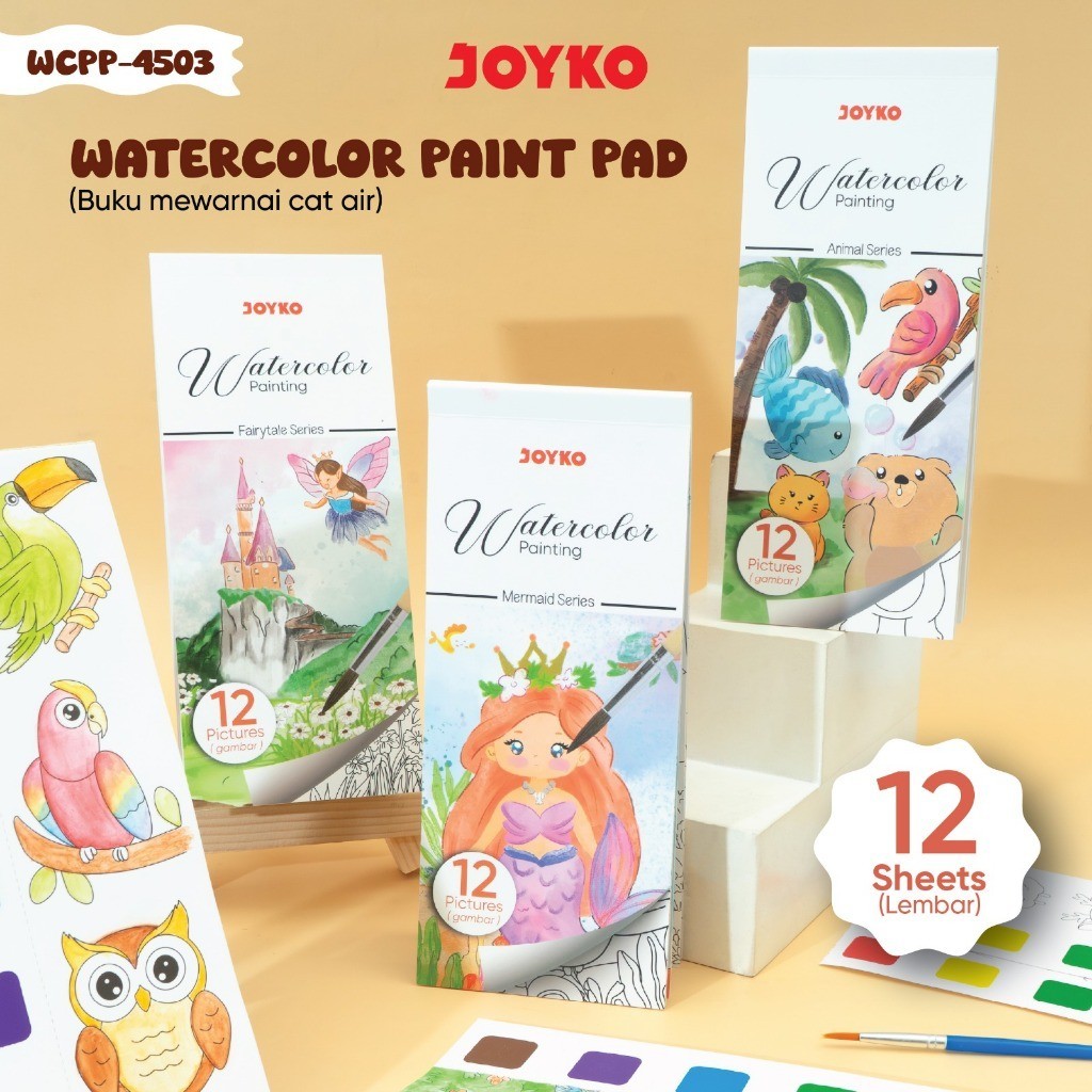 Buku Mewarnai WCPP dengan Cat Air Watercolor Paint Pad WCPP-4501WCPP-4501 WCPP-4503 JOYKO