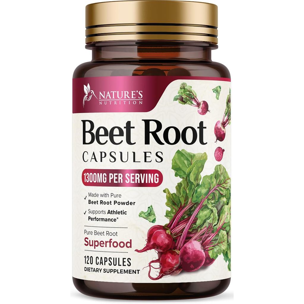 Beet Root Capsules - 1300mg per Serving - Extra Strength Organic
